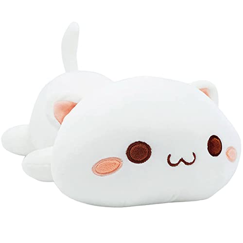 Onsoyours Cute Kitten Plush Toy Stuffed Animal Pet Kitty Soft Anime Cat Plush Pillow For Kids (White A, 12')